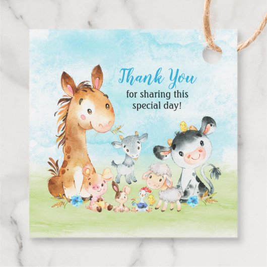 水の色のファーム動物の少年ありがとう フェイバータグ (裏面)