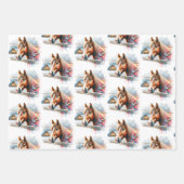 水の色のフェスティバル馬クリスマス ラッピングペーパーシート (正面2)