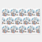 水の色のフェスティバル馬クリスマス ラッピングペーパーシート (正面)