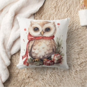 水の色のフクロウとホリデーギフト クッション (ブランケット)