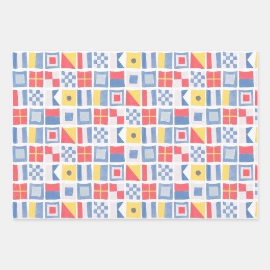 水の色のフラグ航海の海洋セーリングシャワー ラッピングペーパーシート (正面3)