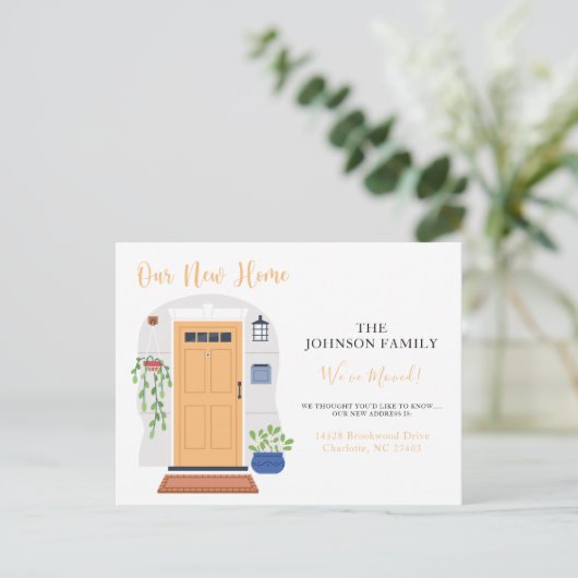 水の色のフロントドア我々は新しいアドレスを移動 ポストカード (スタンド正面)