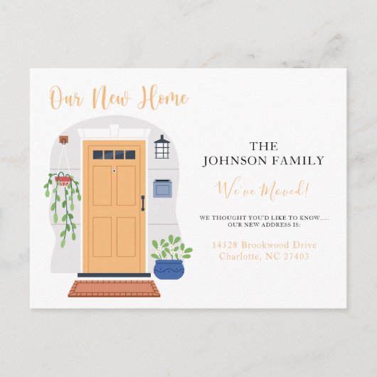 水の色のフロントドア我々は新しいアドレスを移動 ポストカード (正面)