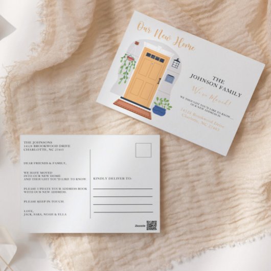 水の色のフロントドア我々は新しいアドレスを移動 ポストカード