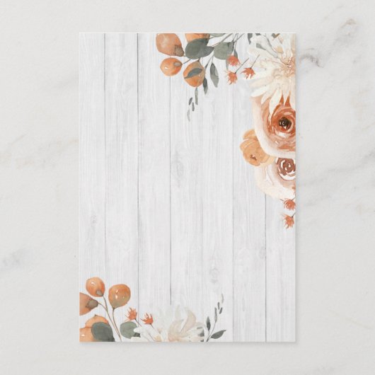 水の色のフローラとウッド結婚ズのハネムーンファンド エンクロージャーカード (裏面)