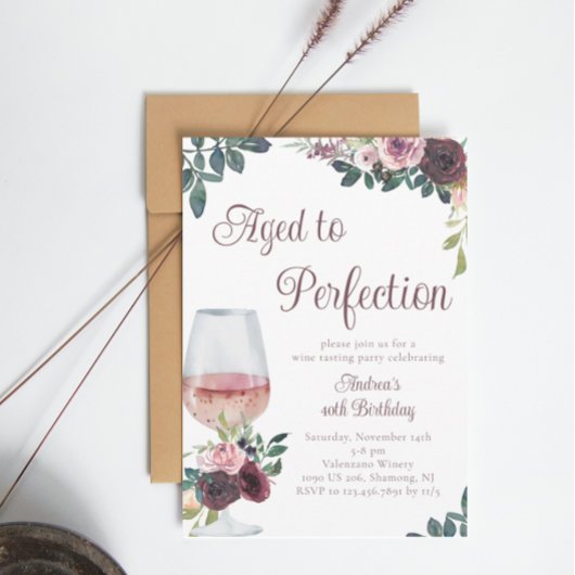 水の色のフローラに熟成誕生日 招待状