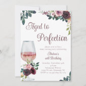 水の色のフローラに熟成誕生日 招待状 (正面)