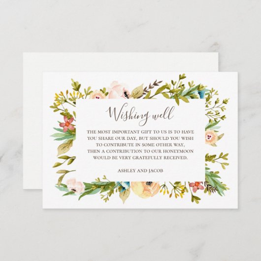 水の色のフローラは良く願う。緑結婚色 エンクロージャーカード (正面/裏面)