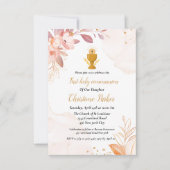 水の色のフローラスプラッシュ最初の神聖な聖餐会 招待状 (正面)