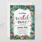 水の色のフローラパロットガールベビーシャワー 招待状 (正面)