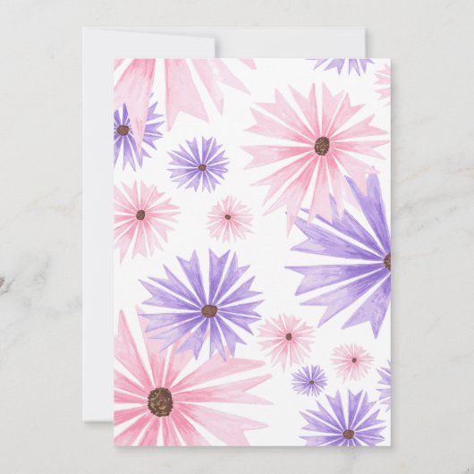 水の色のフローラベビーシャワー保存デイトカード セーブザデート (裏面)