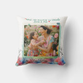 水の色のフローラモダンギフト母のための引用文 クッション (裏面)