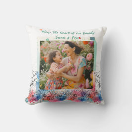 水の色のフローラモダンギフト母のための引用文 クッション