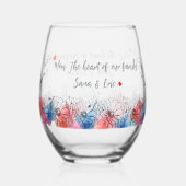 水の色のフローラモダンギフト母のための引用文 ステムなしワイングラス (裏面)