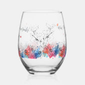水の色のフローラモダンギフト母のための引用文 ステムなしワイングラス (右)