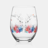 水の色のフローラモダンギフト母のための引用文 ステムなしワイングラス (左)