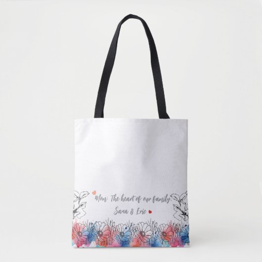 水の色のフローラモダンギフト母のための引用文 トートバッグ (正面)
