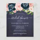 水の色のフローラ予算のブライダルシャワー招待 (正面)