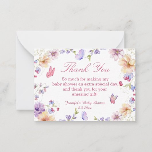 水の色のフローラ夏感謝してい夏の赤ちゃんシャワー ノートカード (正面)