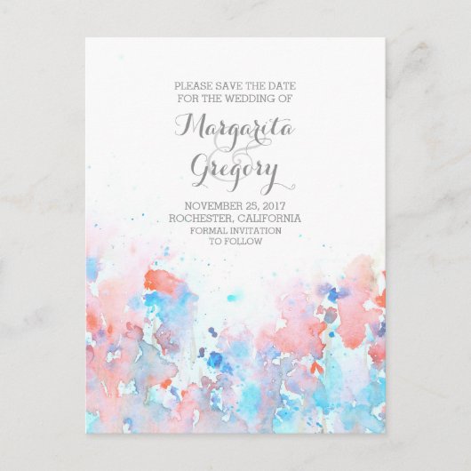 水の色のフローラ日付はがきを保存 案内ポストカード (正面)