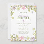 水の色のフローラ春イースターブランチ宗教 招待状 (正面)