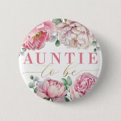 水の色のフローラ"Auntie to be"赤ちゃんシャワー 缶バッジ (正面)