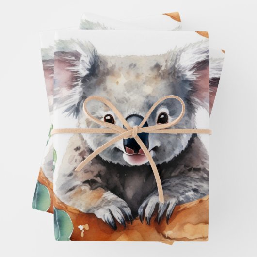 水の色のブシュランドでコアラ ラッピングペーパーシート (インサイチュ)