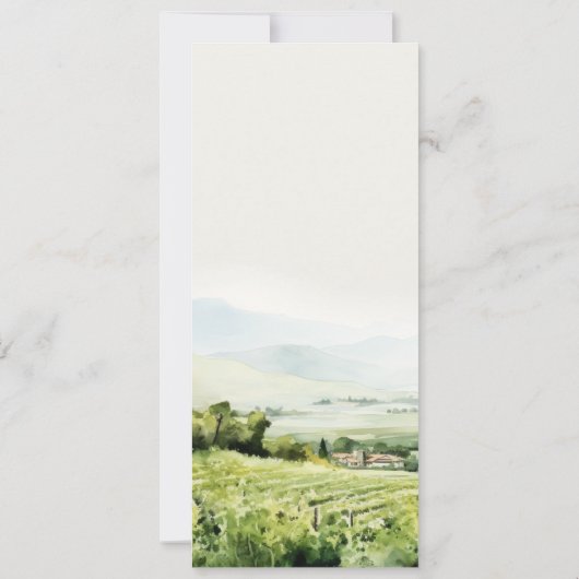 水の色のブドウ園の風景結婚のメニューカード 招待状 (裏面)