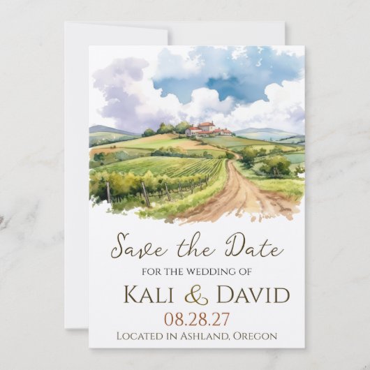 水の色のブドウ畑の日付を保存 セーブザデート (正面)