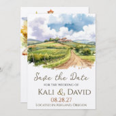 水の色のブドウ畑の日付を保存 セーブザデート (正面/裏面)