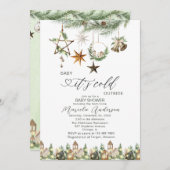 水の色のベビーその冷たい外ベビーシャワーInvi 招待状 (正面/裏面)