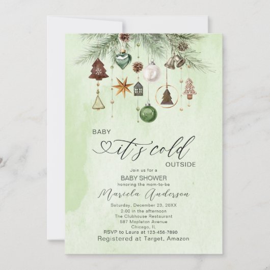 水の色のベビーその冷たい外ベビーシャワーInvi 招待状 (正面)