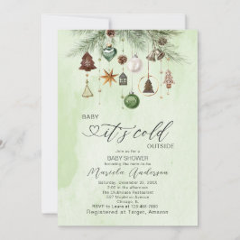 水の色のベビーその冷たい外ベビーシャワーInvi 招待状