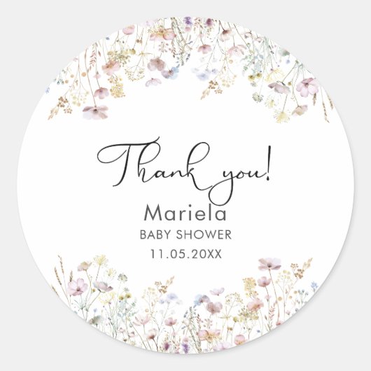 水の色のベビーエレガント開花WildFlowersベビー ラウンドシール (正面)