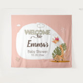 水の色のベビーキリン、ベビーシャワーへようこそ タペストリー (正面(横))