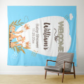 水の色のベビーキリン、ベビーシャワーへようこそ タペストリー (インサイチュ(横))