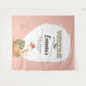 水の色のベビーキリン、ベビーシャワーへようこそ タペストリー (正面(横))