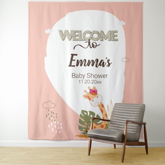 水の色のベビーキリン、ベビーシャワーへようこそ タペストリー (インサイチュ)
