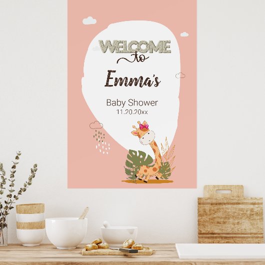 水の色のベビーキリン、ベビーシャワーへようこそ ポスター (キッチン)