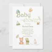 水の色のベビーシャワー要素 招待状 (正面)