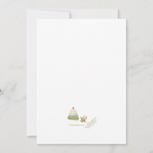 水の色のベビーシャワー要素 招待状 (裏面)