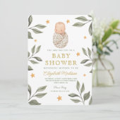 水の色のベビースターズグリーンリーベビーシャワー 招待状 (スタンド正面)