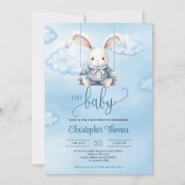 水の色のベビーバニーの空のスイング 招待状