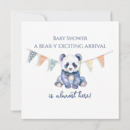 水の色のベビーパンダのバンティングフラッグベビーシャワー カード