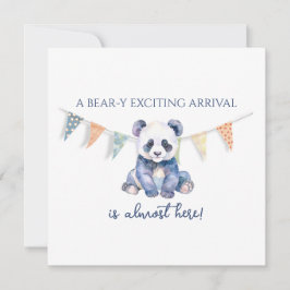 水の色のベビーパンダのバンティングフラッグベビーシャワー カード