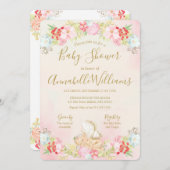 水の色のベビー妖精ベイビーシャワー 招待状 (正面/裏面)