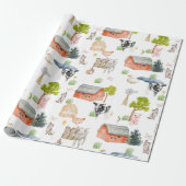 水の色のベビー農業動物シャワーニュートラル ラッピングペーパー (アンロールド)