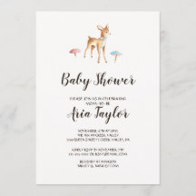 水の色のベビー鹿とキノコの赤ちゃんシャワー
