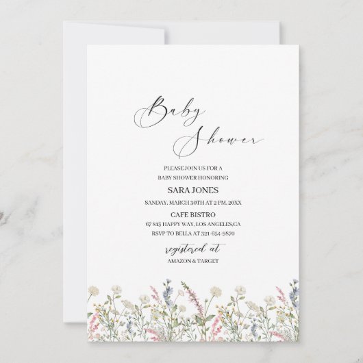 水の色のベビー 招待状 (正面)