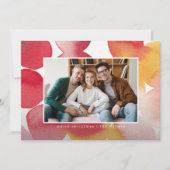 水の色のベリーのモダンクリスマスフォト シーズンカード (正面)